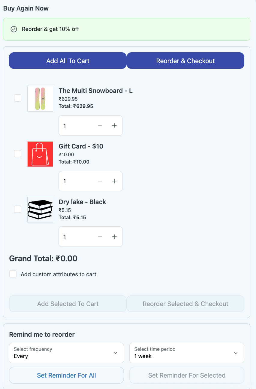 Buy Again - Reorder & Reminders